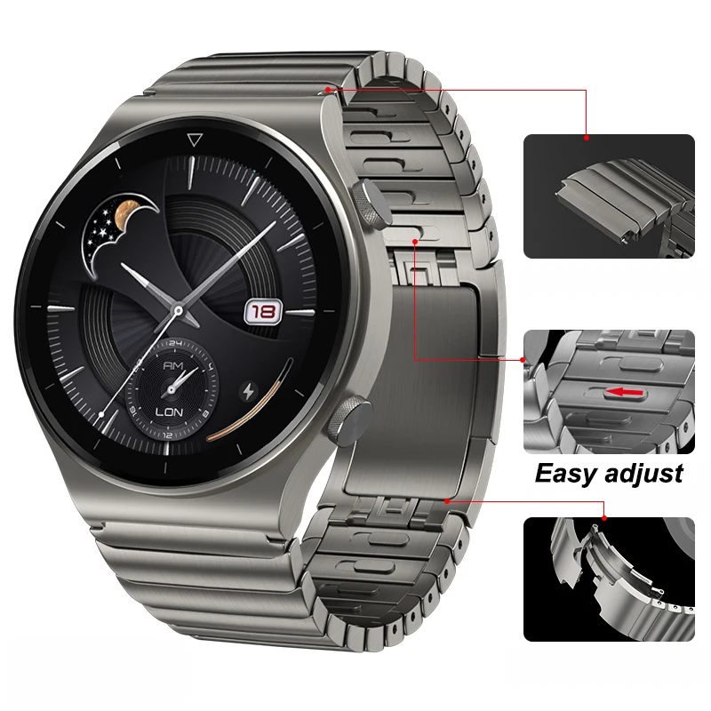 Ремешок из нержавеющей стали для Huawei Watch Gt2 Pro Porsche регулируемый браслет 3 48 мм GT2e ECG