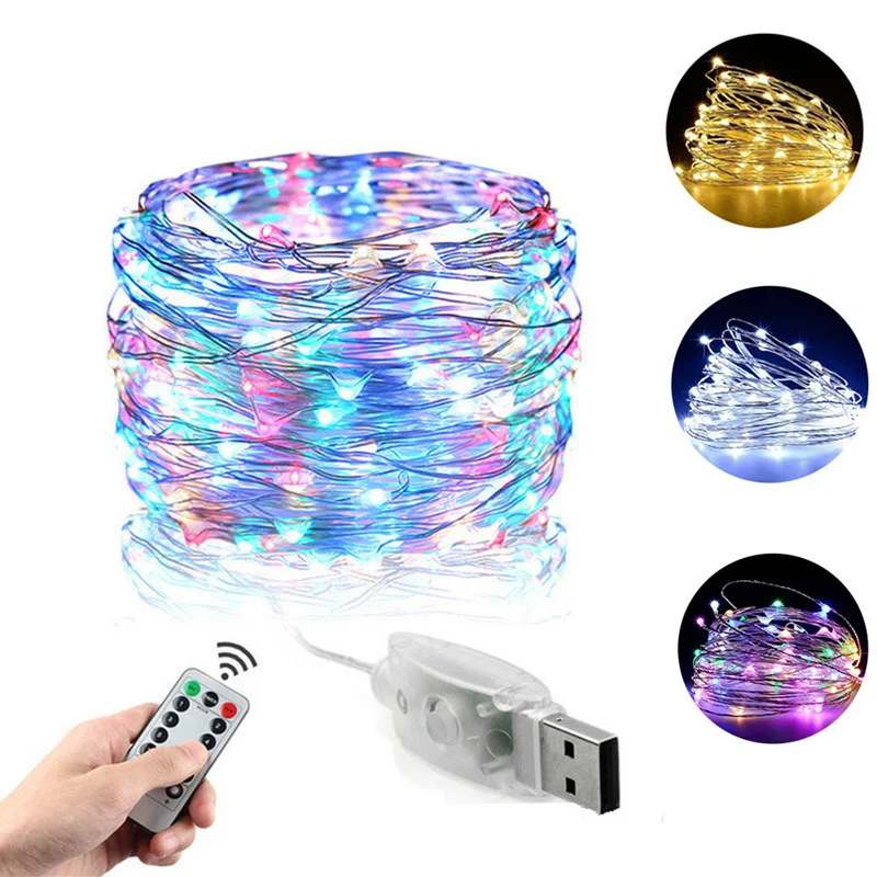 

Fairy Lights Garland LED Holiday Lamp Remote Control USB Garland String Light Festoon Christmas Outdoor Decoration New Year 2022