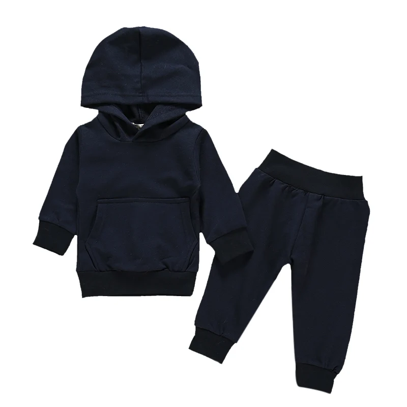 

Autumn Baby Boys Girls Long Sleeve Solid Print Hoodie Sweatshirt Tops+Pants Trouser Costume Sets 0-24M