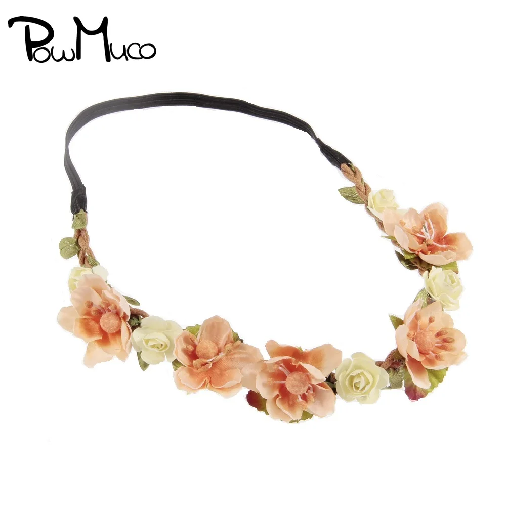 

Powmuco Fashion Artificial Flowers Rattan Headband Cute Handmade Floral Infant Elastic Hairband Baby Wreather Photography Props