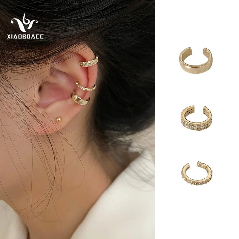 

Xiaoboacc 3Pcs Hoop Earrings for Women 2021 Trend Fashion Zircon Ear Cuffs Piercing Ear Clip Earrings