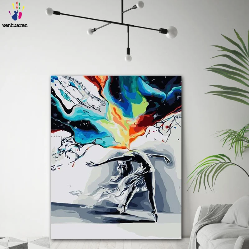 DIY картинки для раскраски по номерам с цветами танцующая девушка картина