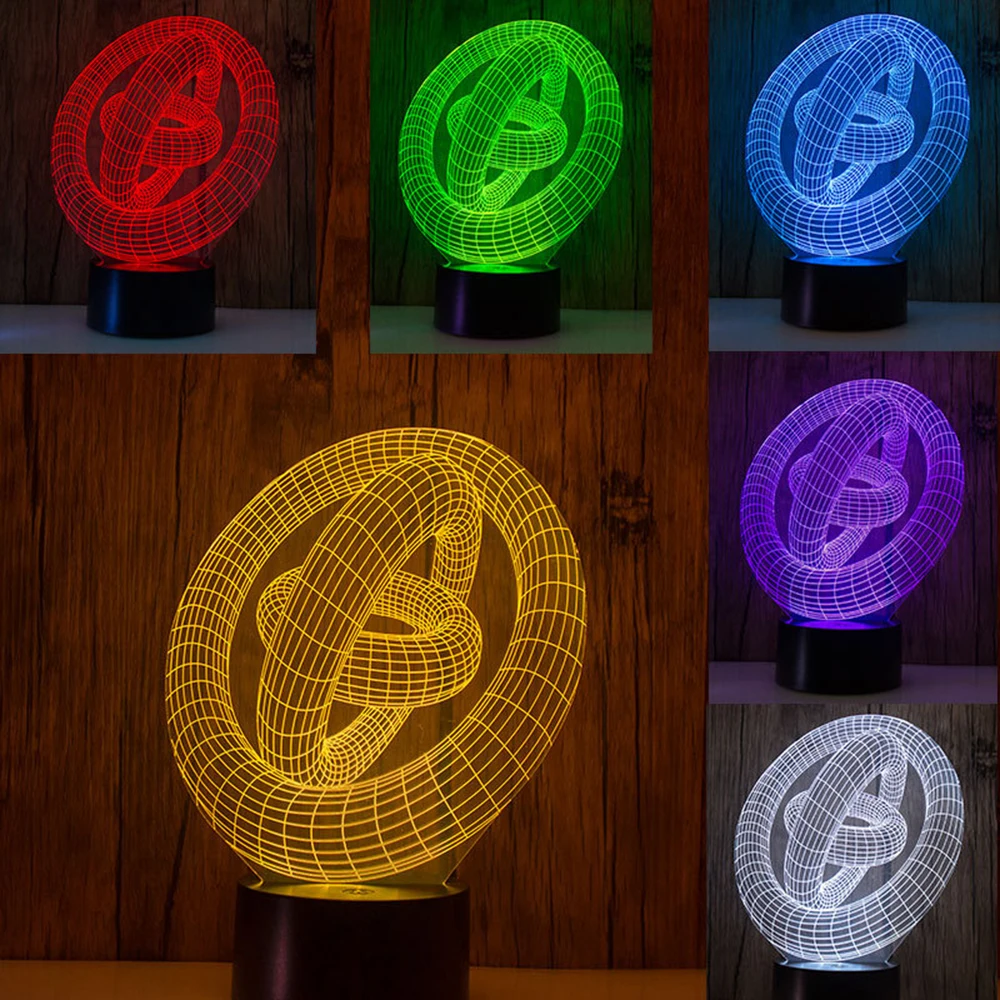 3D сенсорный Ночной светильник 7 цветов визуальное украшение круглый AA батарея и