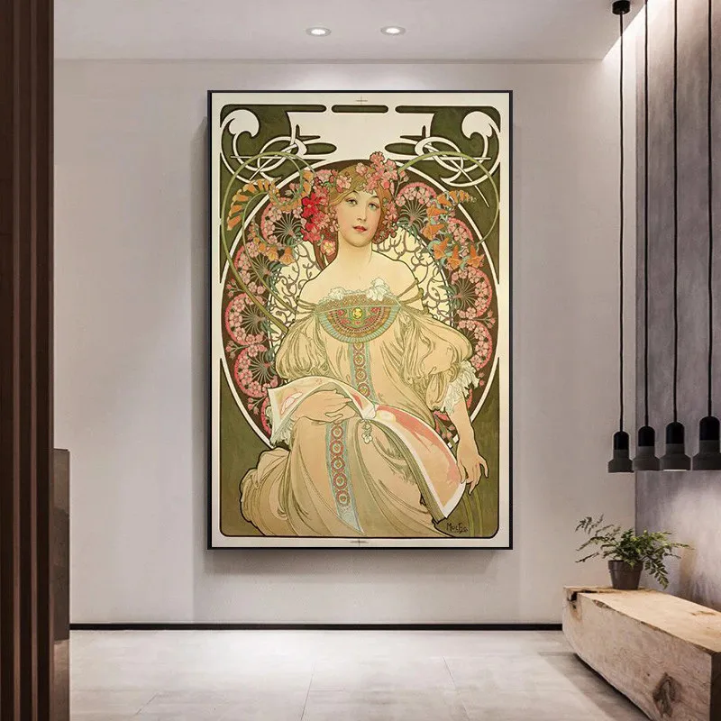 

Alphonse Mucha Vintage Canvas Art Posters And Prints Art Nouveau Woman Canvas Paintings On the Wall Art Pictures For Living Room