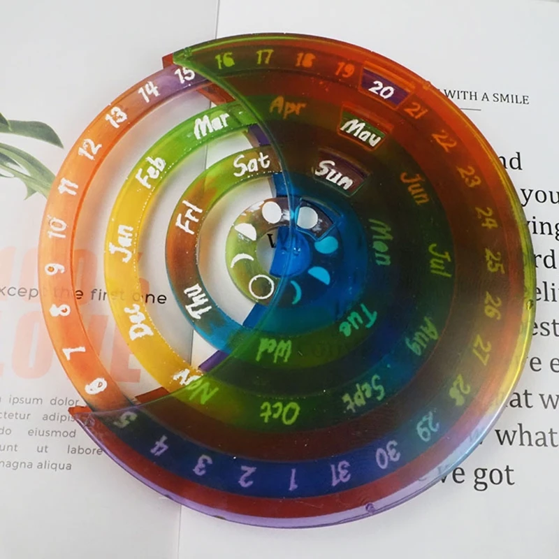 3Pcs DIY Perpetual Calendar Resin Mold Rotatable Circular Wall Molds R2LE | Украшения и аксессуары