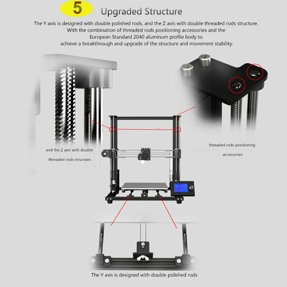 Anet A8 Plus Upgraded High-precision DIY 3D Printer Self-assembly 300*300*350mm Large Print Size Aluminum Alloy Frame