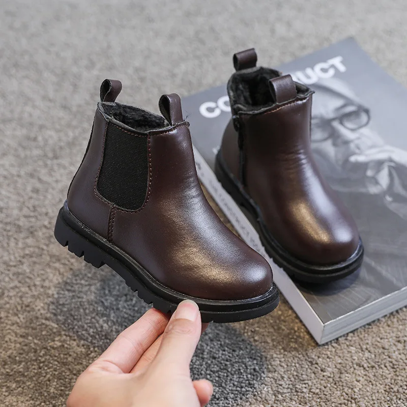 Винтажные детские зимние ботинки черные коричневые розовые меховые на платформе