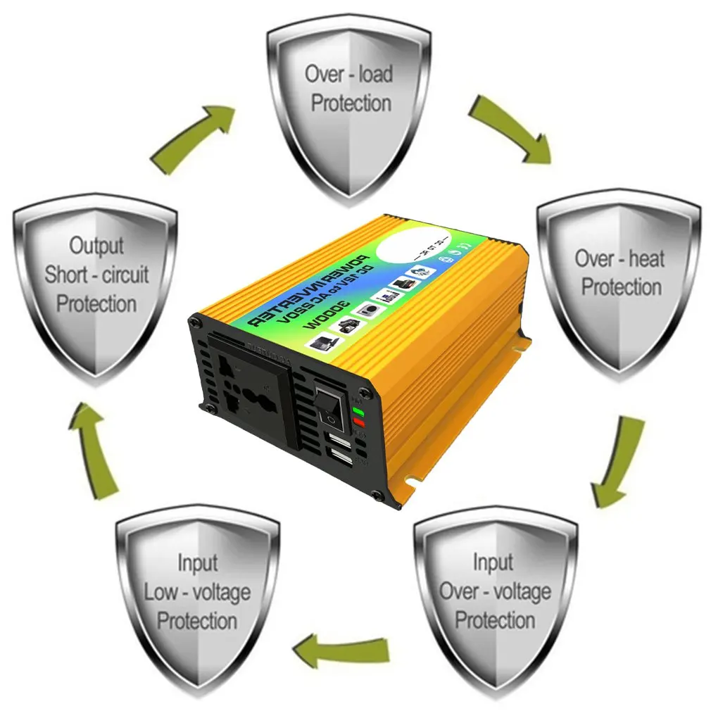 

New Car Conversion Inverter LED Display Dual USB Yellow 6000W 4000W 3000W Inverter 12V-220V Multiple Protection