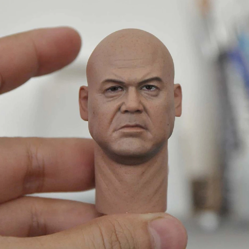 

1/6 Super Villain Golden Head Sculpture Bald Gang Boss Head Sculpture Model Fit 12" Male Solider Action Figure Body