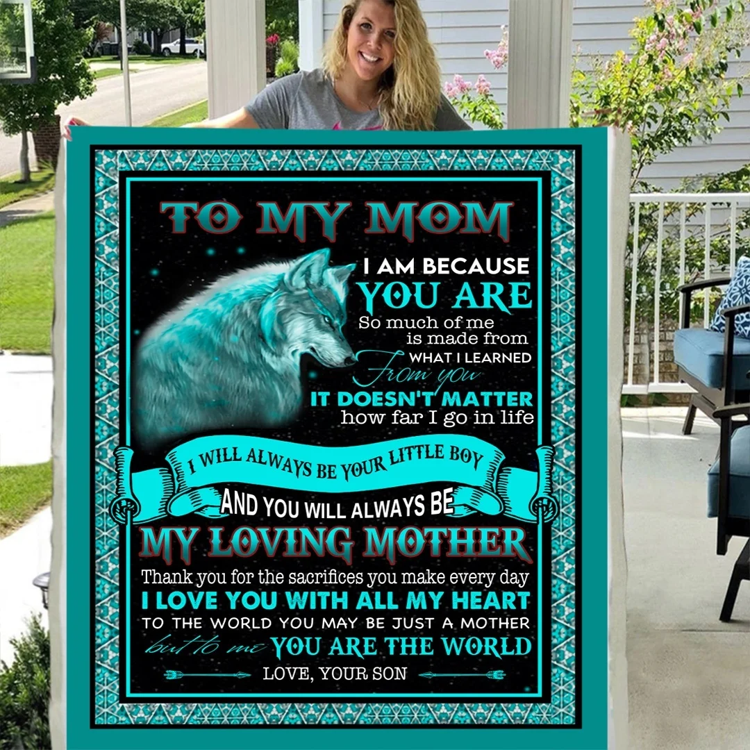 

TO MY MOM Personalized Custom 3D Custom Fleece Photo Blanket Fan Gift LOVE YOUR SON gift birthday gift