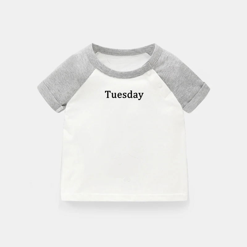 

Tuesday Street Printed Tops Funny Design Newborn Baby T-shirts Toddler Graphic Raglan Color Short Sleeve Tee Tops