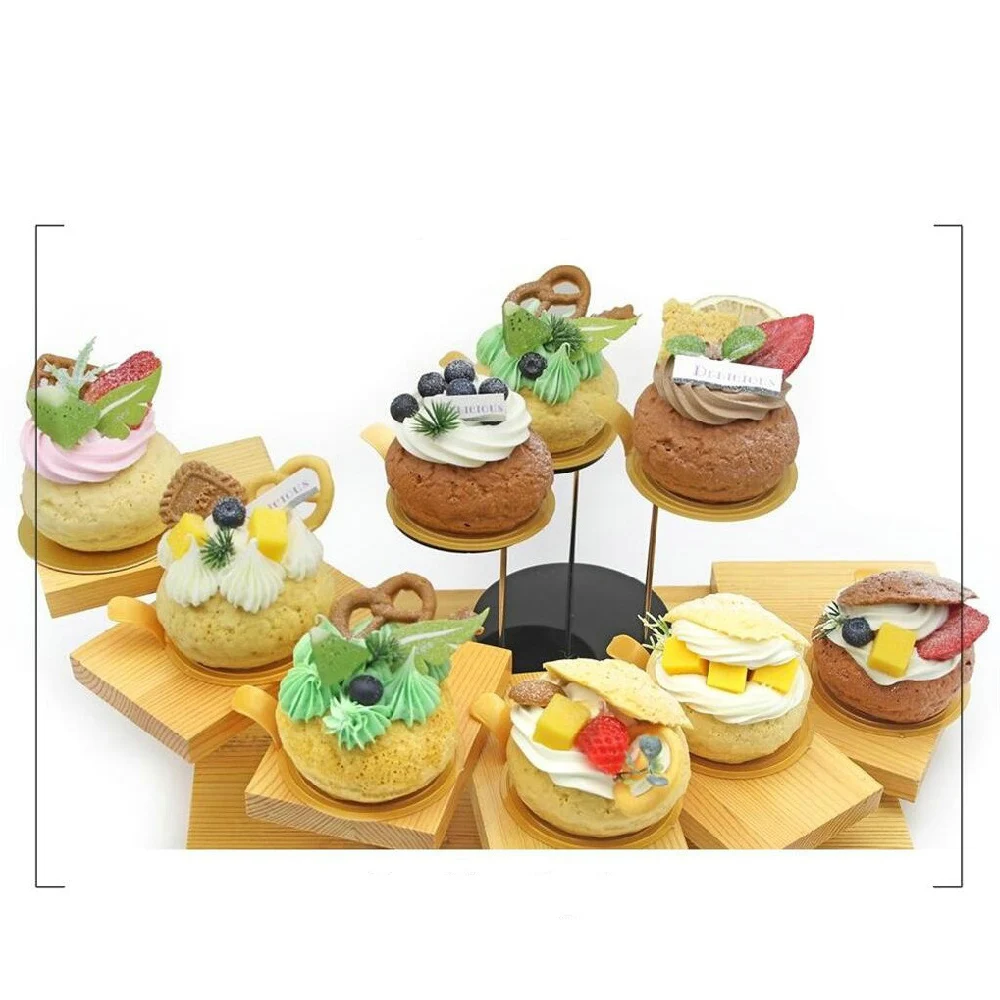Modelo de comida artificial, Puffs de crema realistas para pasteler&iacute;a, ventana de exhibici&oacute;n para el hogar, paisaje de fotograf&iacute;a, tienda de postres, regalos-3