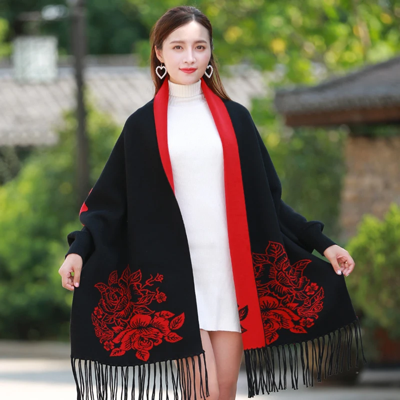 

Cashmere coat cloak thickening double sided air dual-purpose shawl Winter Scarf Blanket Shaw Elegant Women Evening Shawls