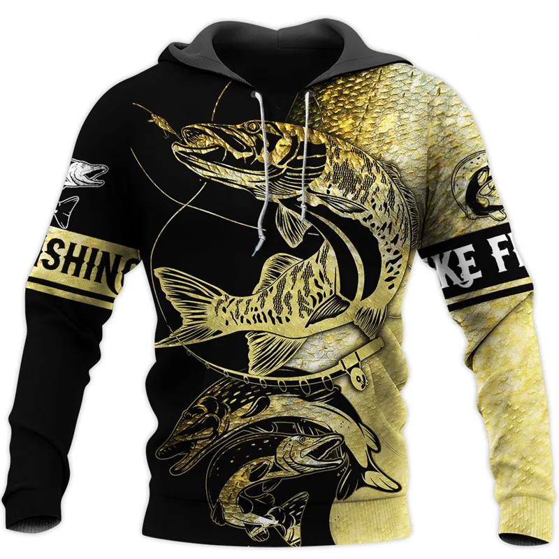 

Fashion Mens Long sleeve Pullovers Pike Fishing 3D All Over Printed hoodies and Sweatshirt Unisex Casual Stree MAN JACKET