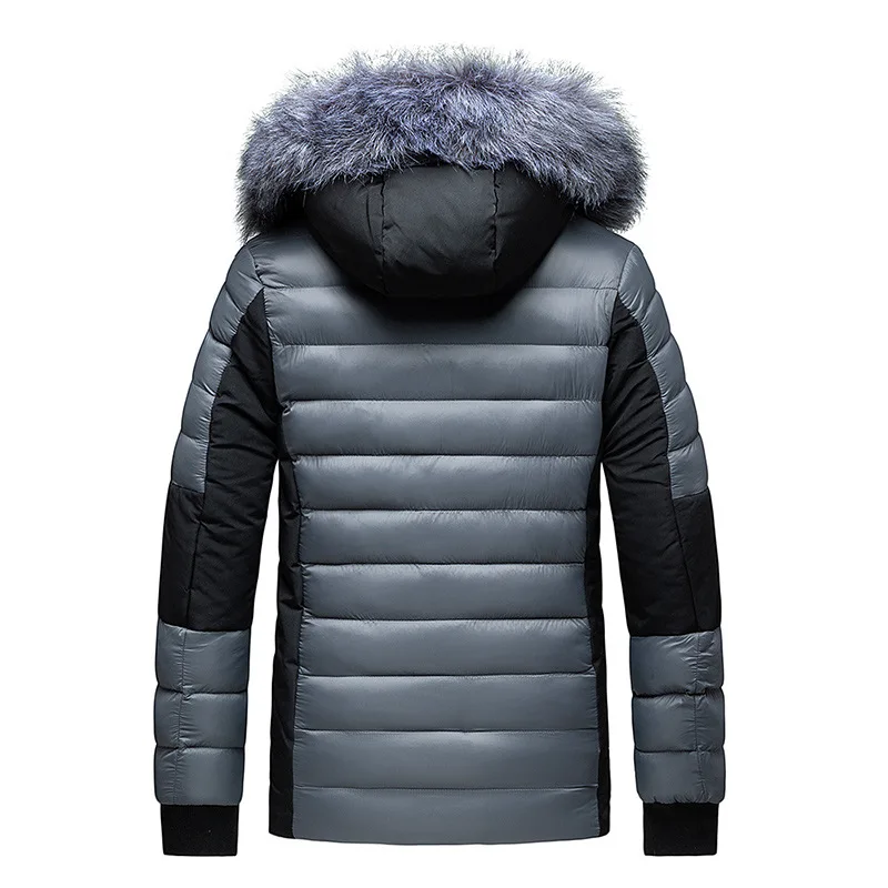 2021 Men's warm hooded cotton-padded jacket with detachable fur collar European and American casual jacket youth men's clothing