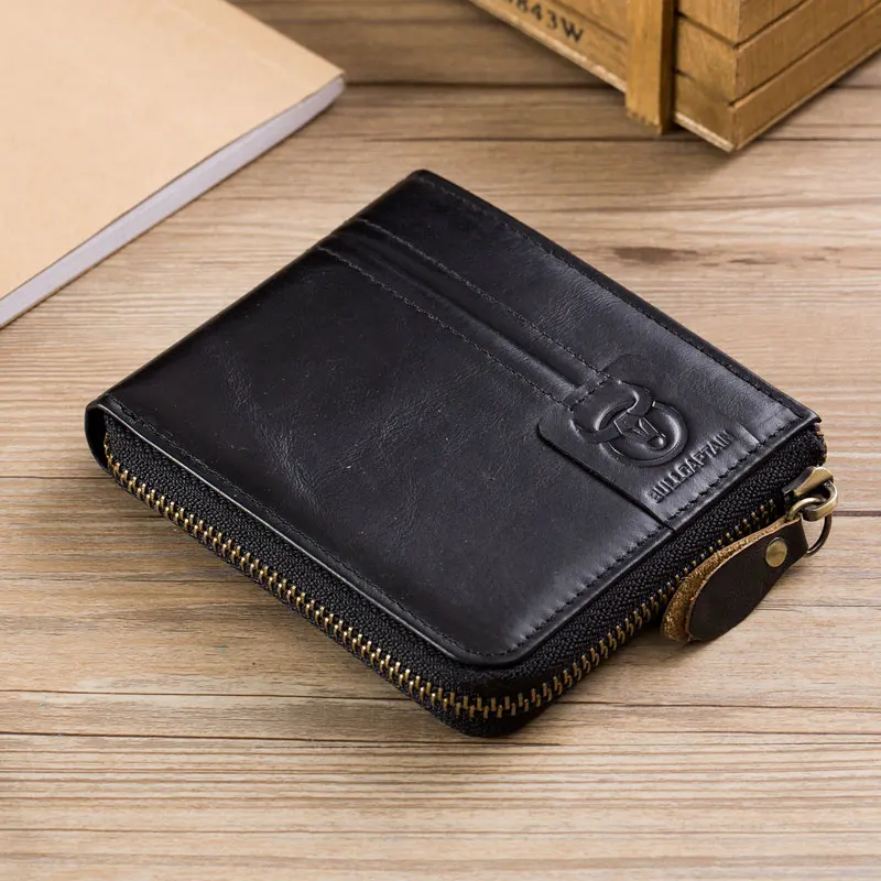 Black H Мужской кошелек из BULLCAPTAIN кожи в стиле ретро, короткий кошелек с пряжкой, держатель для карт, кошелек, портмоне, RFID, кошелек, держатель - Цвет: Black H