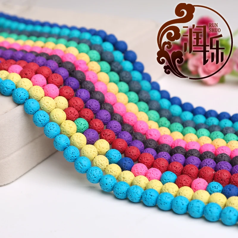 Бусины Из Натуральной лавы гематит розовый вулканический камень круглые бусины