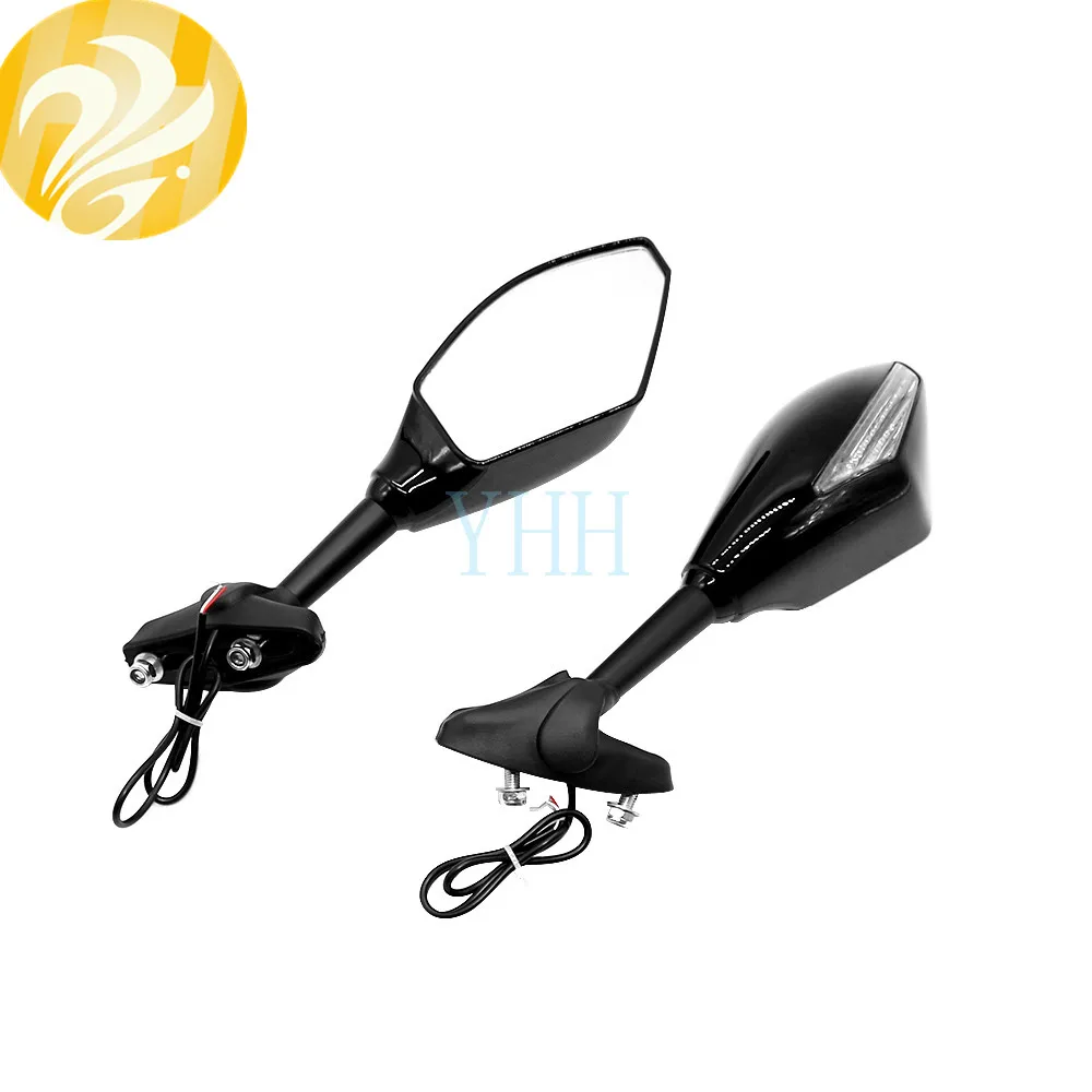 Зеркало заднего вида черное со светодиодной подсветкой и поворотником для Yamaha YZF