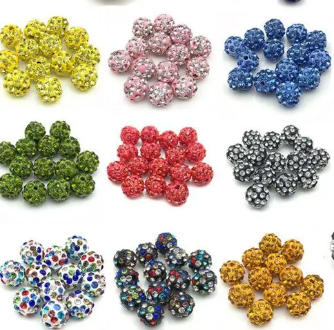 

8mm 100pcs/lot ryr3 mixed Beads bracelet making findings h45sal necklace Rhinestone disco ball Spacer crystal