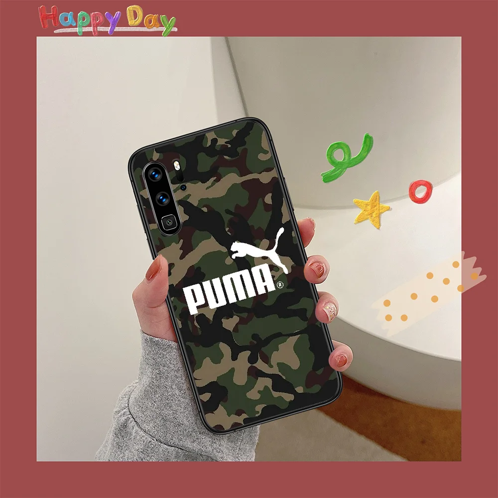 

Leopard Sports Brand Puma Phone Case For HUAWEI P 9 10 20 30 40 Lite smart Pro Z 2019 Nova 5T 6 7 i black Funda 3D Bumper Tpu