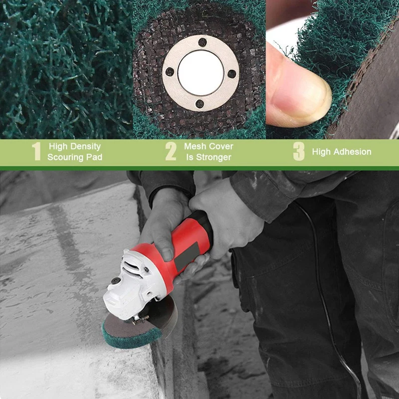 

10Pcs Nylon Fiber Buffing Wheel Scouring Pad Flap Polishing Disc for Angle Grinder Green 100X16mm
