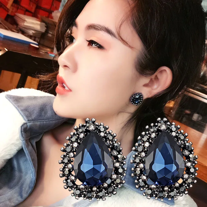 

S925 Silver Needle Diamond Hypoallergenic Personality Earrings Elegant Female Crystal Earrings Ear Buckle Rose flower papaya Ss