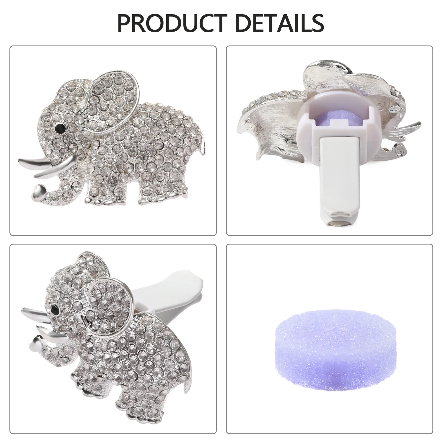 2 шт. металлические стразы в виде слона зажим для парфюма на автомобильный выход