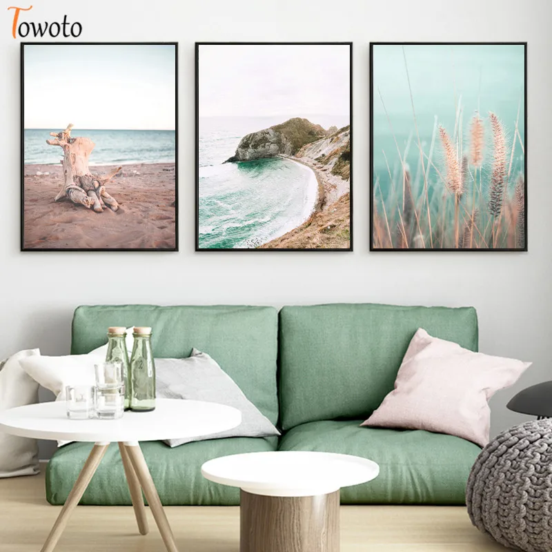 Настенная картина Океанский пляж с природным принтом|Рисование и каллиграфия| |