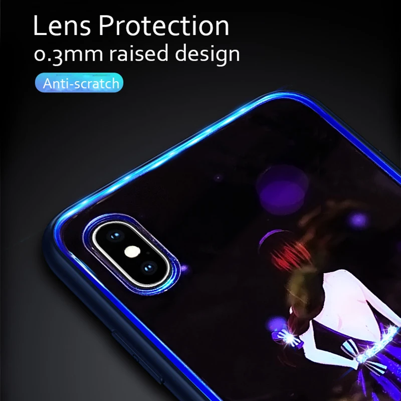 Smart Voice Control Cases for iPhone 11 Pro Max Cover Shiny Calling Flash Light Glass Case Girly Luminous Capa |
