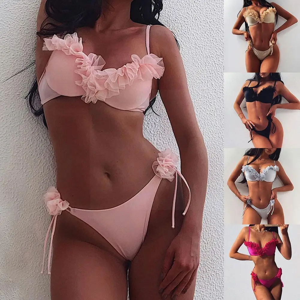 

Brazilian Lace Low Bikini 2021 Sexy Women Swimwear Beachwear Women Up Bikini Summer Color 5 Bikini Suit Bathing Push Swimsu V1j4