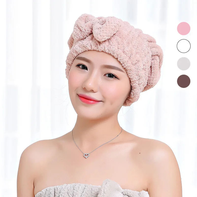 

Милое полотенце для волос с бантом, мягкое быстросохнущее полотенце для волос для женщин и девушек, впитывающая шапочка для душа