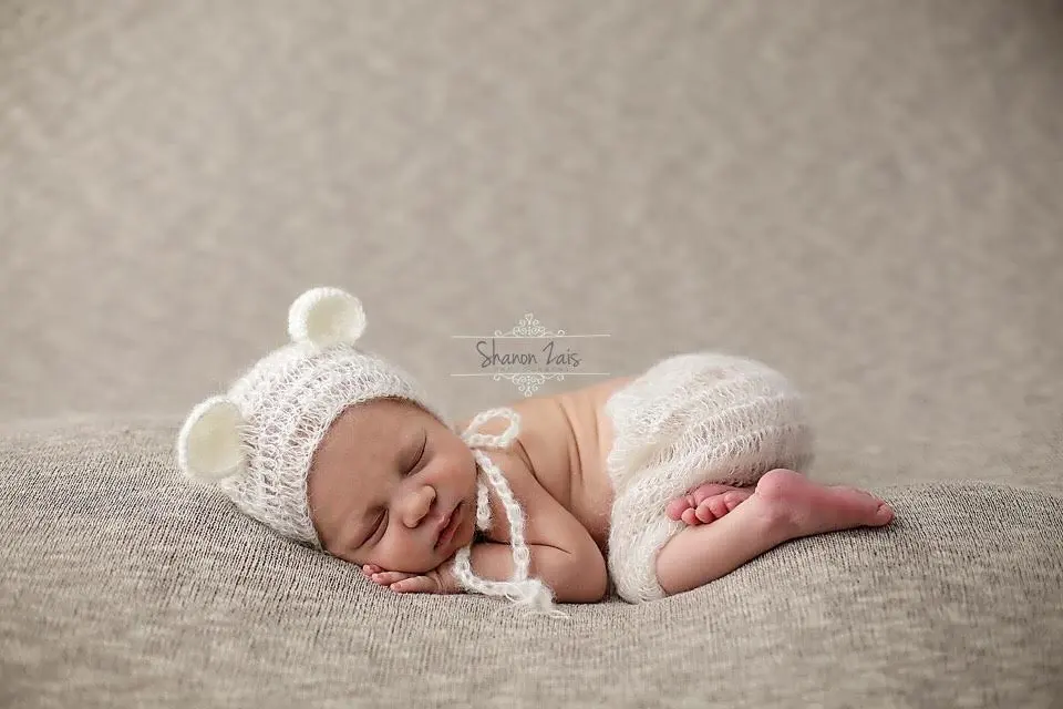 

Baby photo props new born bear costume mohair knit infant outfit newborn photography accessories toddler beanie fotografia shoot