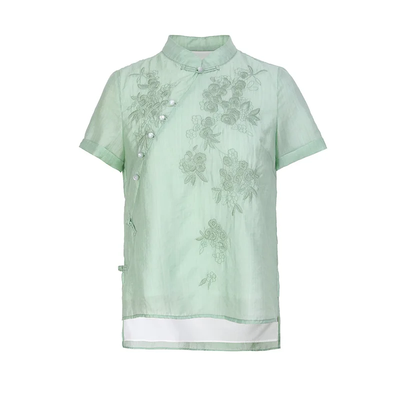 Clothing Top Grade Designer 2020 Summer Vintage Women Tunic Embroidery Short Sleeve Tops Coat+Mid-Calf A-Line Skirt Sets |