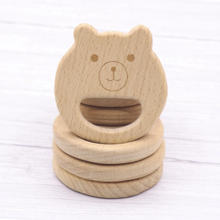 Mordedor de madera para beb&eacute;, 50 unidades, gato, madera de haya, alta calidad, sin Bpa, juguetes mordedores para beb&eacute;-4
