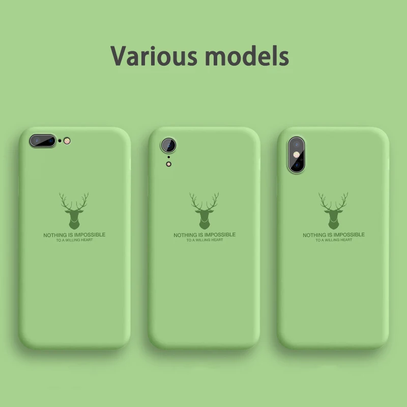 Deer Original Silicone Liquid Phone Case For Apple iPhone 11 Pro Max XR XS 8 7 6S 6 Plus Full Cover Soft Girl Men Cases | Мобильные
