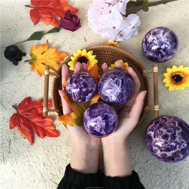 

100%Natural Dream Amethyst Ball Polished Globe Massaging Ball Reiki Healing Stone Home Decoration Exquisite Gifts Souvenirs Gift