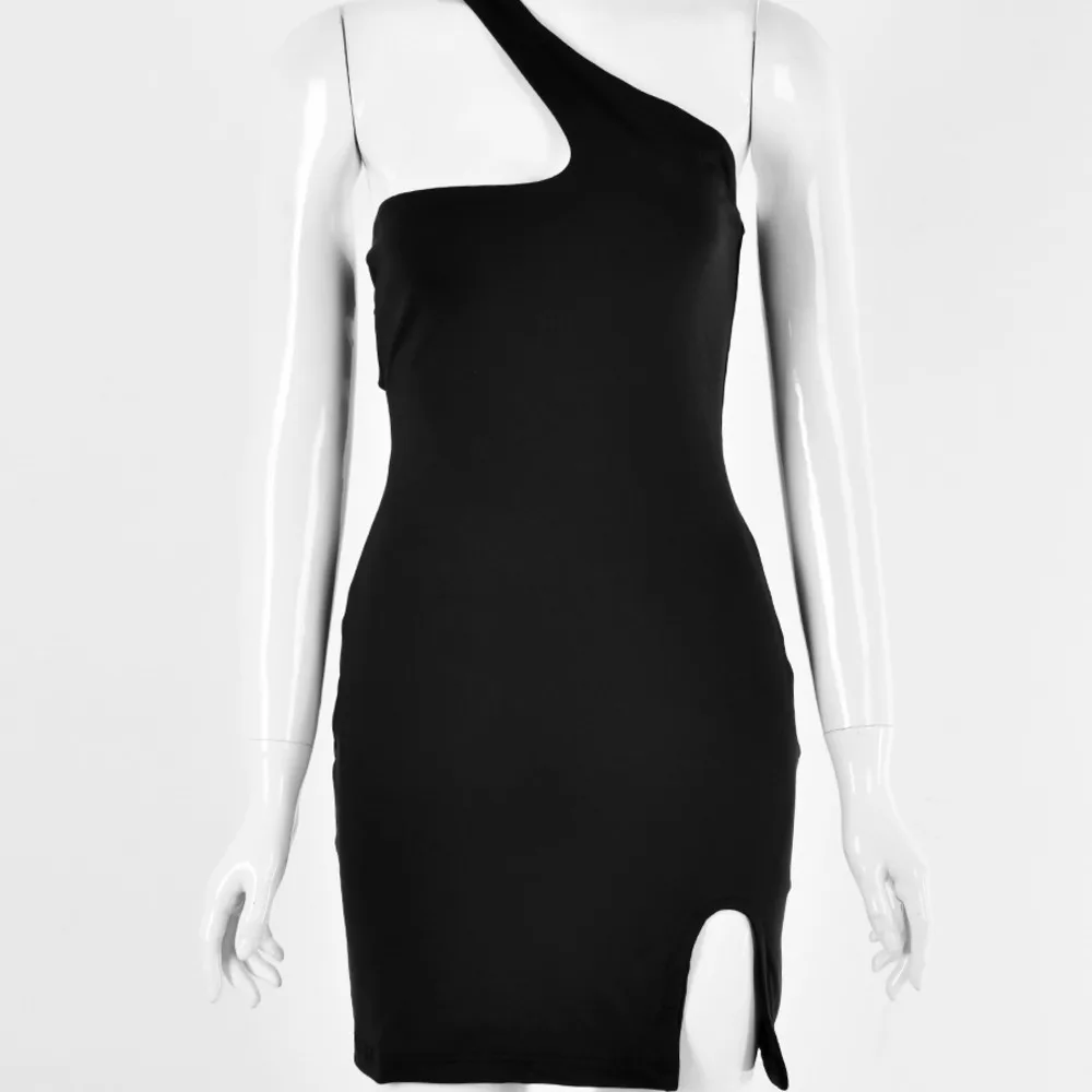 

2021 New Summer Sleeveless Club Party Bodycon Bandage Dress Sexy One Shoulder Women Slit Side Celebrity Cocktail Dress Vestidos