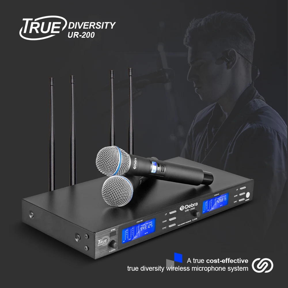 Реальное разнообразие! UR 200 профессиональная 2 канальная UHF Беспроводная ручная