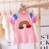 dress for girls ruffled hem sweet rainbow embroidery ethnic style 1 5 years old beibei fashion high quality childrens clothing