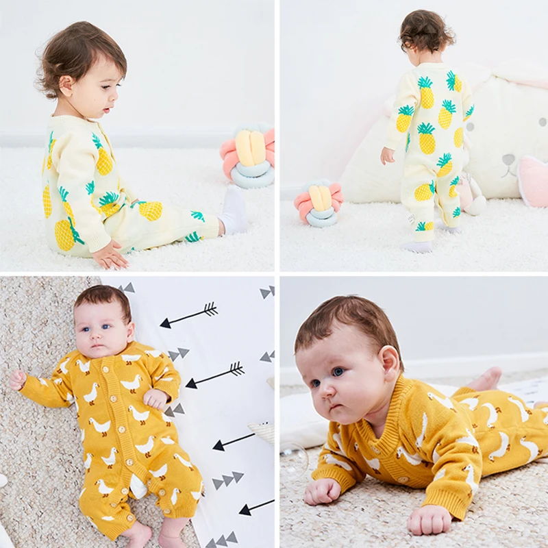 Комбинезон для новорожденных девочек и мальчиков одежда малышей вязаный свитер