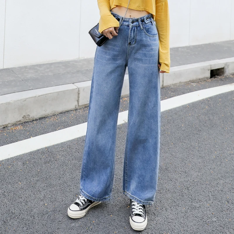 

Vintage High Waist Women's Jeans 2021 New Casual Denim Drape Wide-leg Pants Streetwear Korean Boyfriend Loose Jeans For Girls