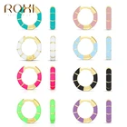 Женские эмалированные круглые серьги ROXI, летние круглые серьги с капельным маслом, пирсинг кольцо, ювелирные украшения, серьги, 2021