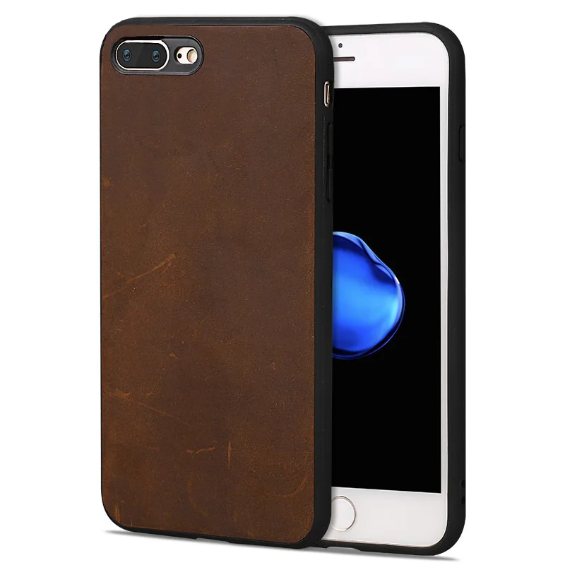 Тонкий кожаный чехол для iPhone 7 Plus 8 plus настоящая кожа задняя защитная крышка iphone X XR