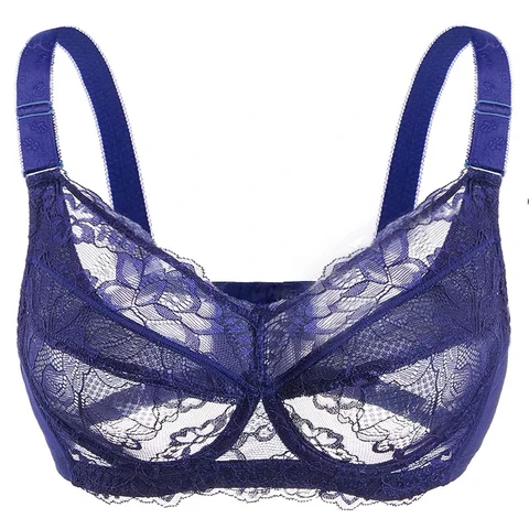 Women's Sheer Lace Underwire Bra Unlined Minimizer Bra Plus Size Lingerie 75 80 85 90 95 100 105 110 115 120 B C D E F G H Bh