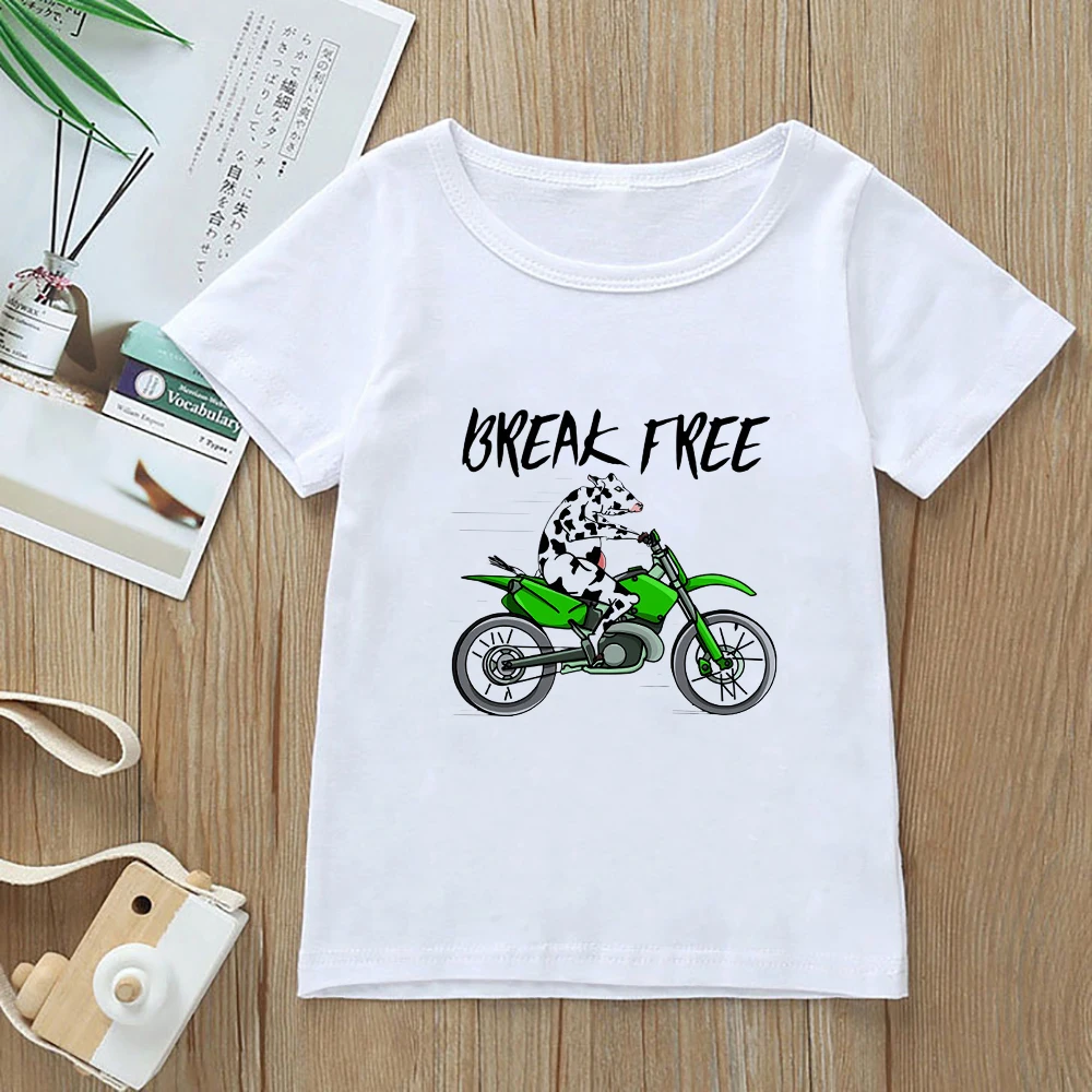 

Fashion Punk Harajuku T-shirts For Boys Funny Cows Printed Kids Hip Hop Clothing Streetwear Summer 10 Years T shirt For Children