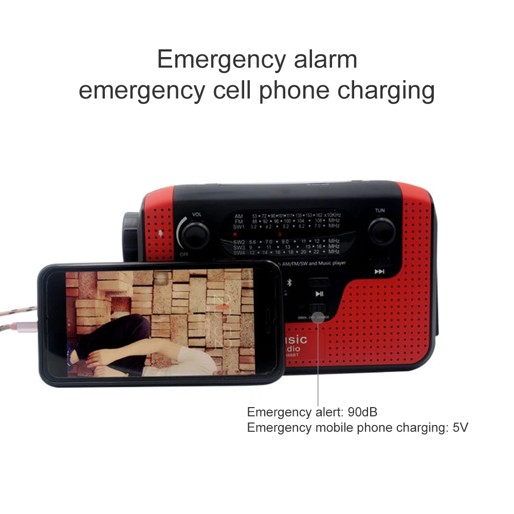 Портативный Открытый Ручной мощный светодиодный фонарик AM/FM радио на солнечных