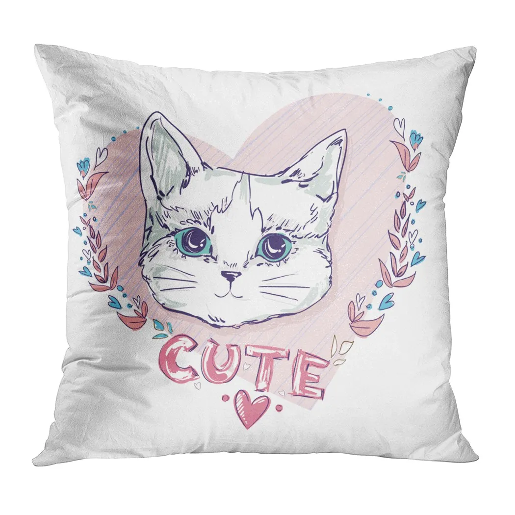 

Animals Throw Pillow Cushion Cover Cute Cat Heart Soft Velvet Square Cushion Case Couch Cover Pillowcase For Sofa Chair Bedroom