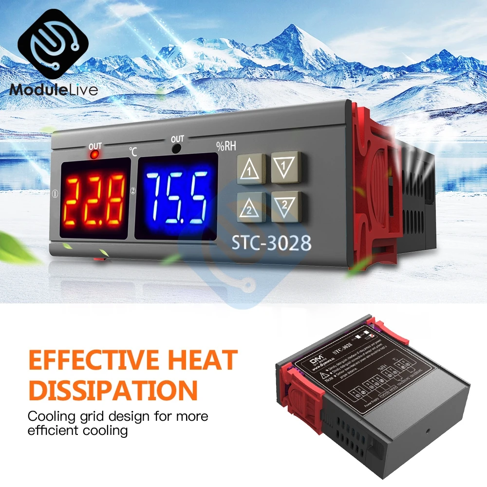 STC 3028 AC 220 В 12 24 постоянного тока двойной цифровые светодиодные трубки