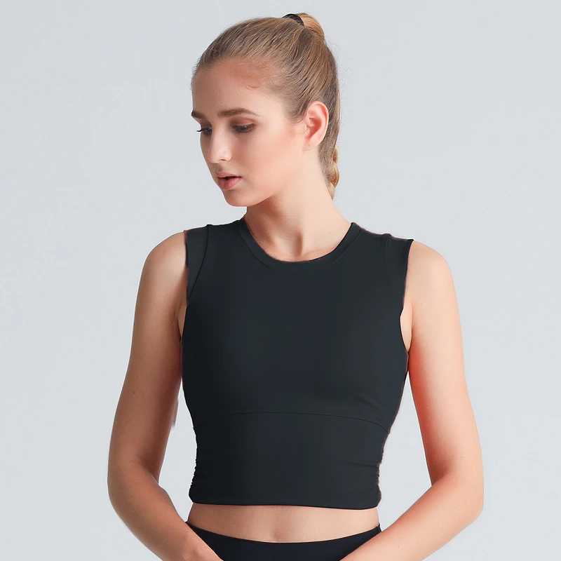 Женский жилет с коротким рукавом для йоги облегающие Стрейчевые рубашки бега