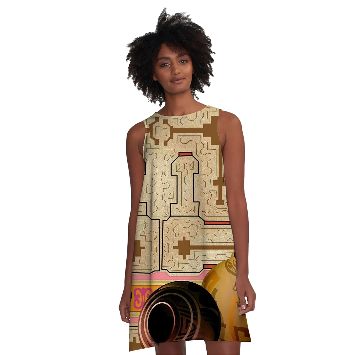 

Новинка 2021, женское свободное летнее платье до колен в Корейском стиле, повседневное милое платье с 3D-принтом в виде пейзажа